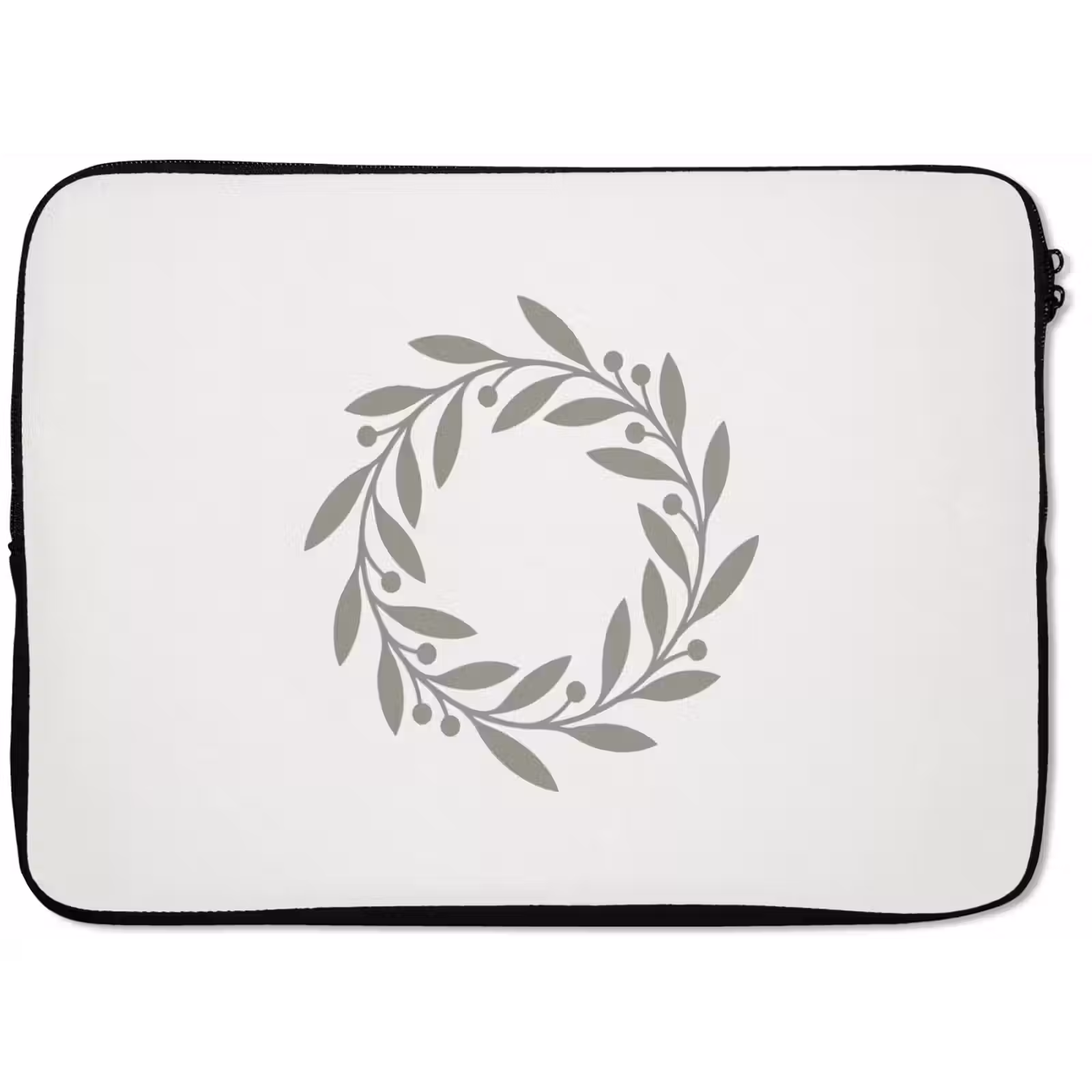 Laptop hülle - Kranz – Blätter – Natur – Minimalistisch – Grau — 1