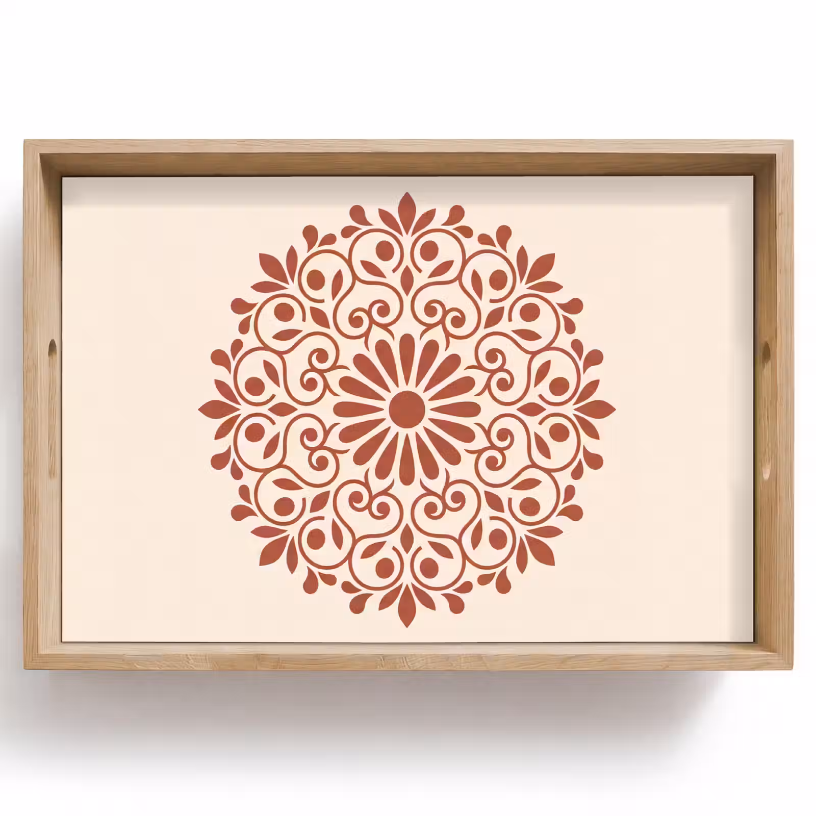 Tablett - Dekoration – Kreis – Symmetrisch – Modern – Rotbraun — 1