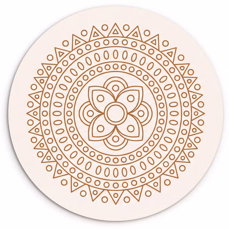 Glasbild Rund - Mandala – Geometrisch – Abstrakt – Orientalisch – Braun — 1