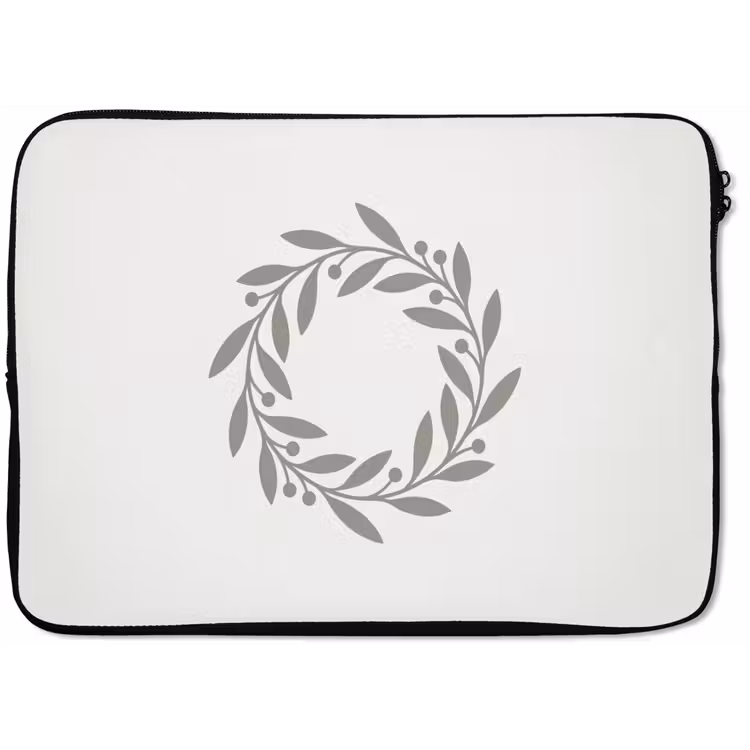 Laptop hülle - Kranz – Blätter – Natur – Minimalistisch – Grau — 1