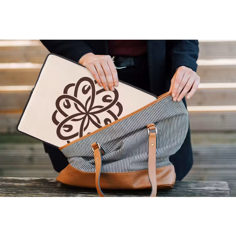Laptop hülle - Muster – Knopf – Abstrakt – Modern – Braun — 4