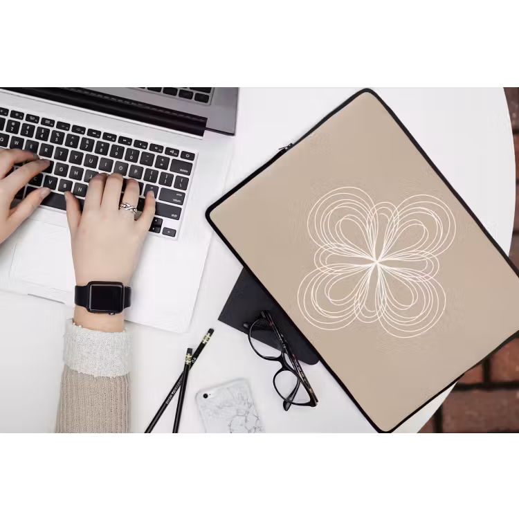 Laptop hülle - Muster – Linien – Abstrakt – Minimalistisch – Beige — 3