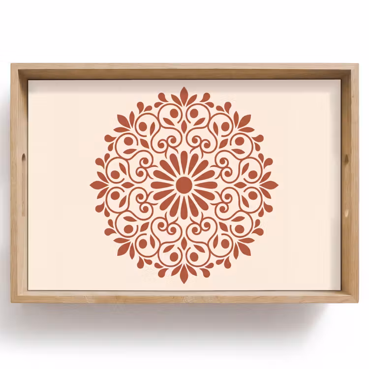 Tablett - Dekoration – Kreis – Symmetrisch – Modern – Rotbraun — 1
