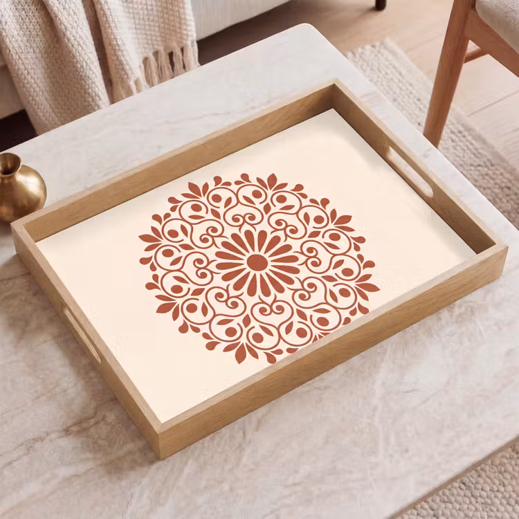 Tablett - Dekoration – Kreis – Symmetrisch – Modern – Rotbraun — 2