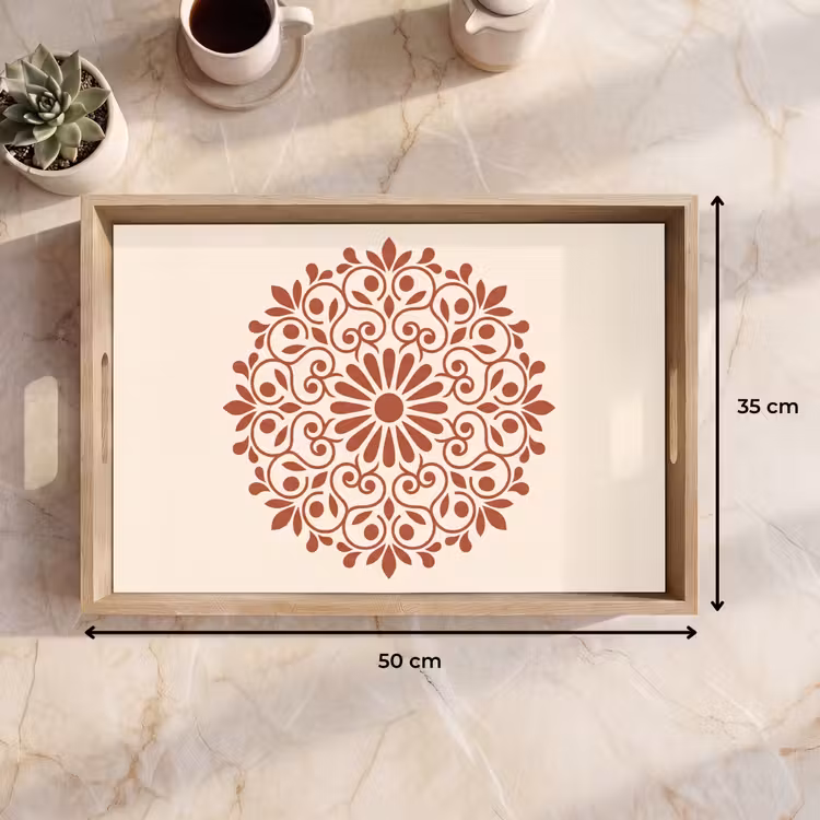 Tablett - Dekoration – Kreis – Symmetrisch – Modern – Rotbraun — 9