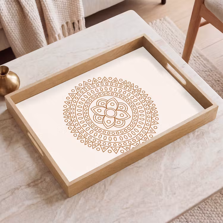 Tablett - Mandala – Geometrisch – Abstrakt – Orientalisch – Braun — 2
