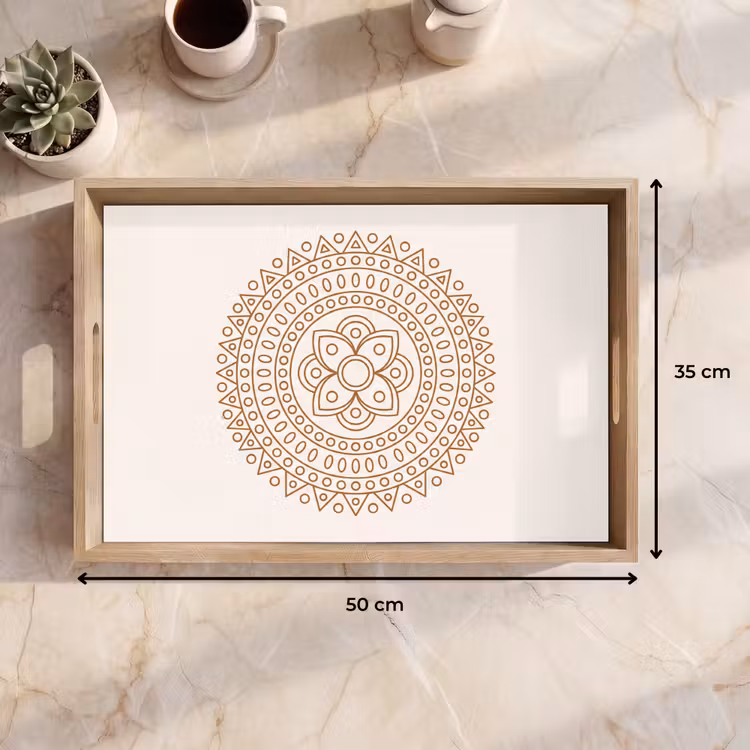 Tablett - Mandala – Geometrisch – Abstrakt – Orientalisch – Braun — 9