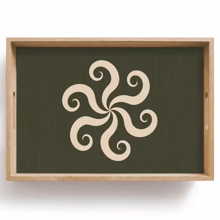 Tablett - Muster – Spirale – Abstrakt – Modern – Grün — 1
