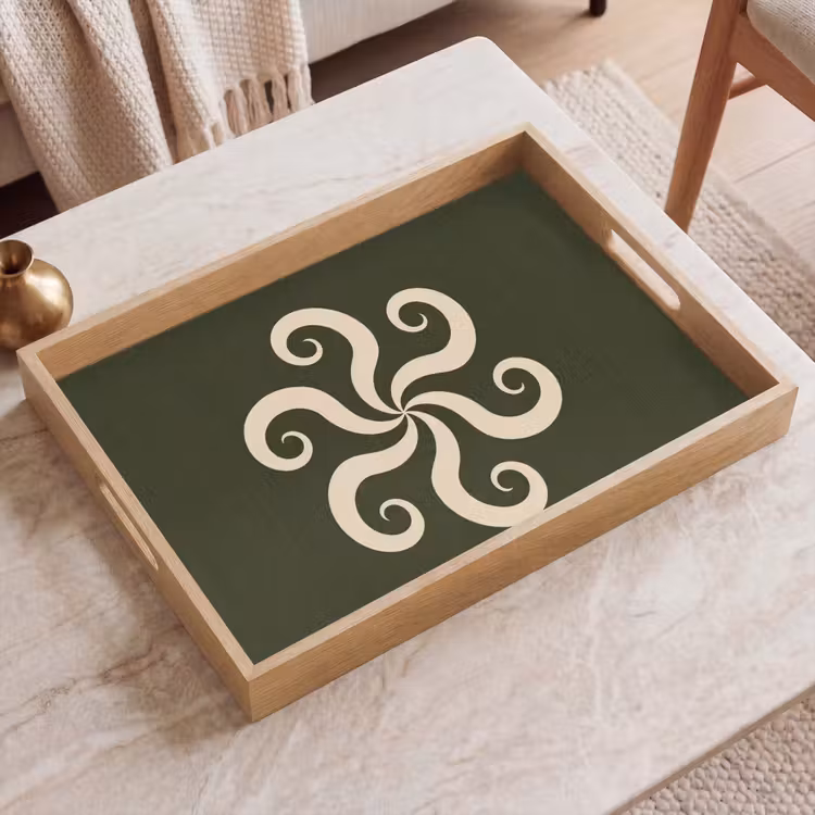 Tablett - Muster – Spirale – Abstrakt – Modern – Grün — 2
