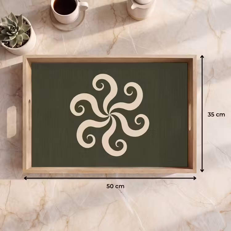 Tablett - Muster – Spirale – Abstrakt – Modern – Grün — 9