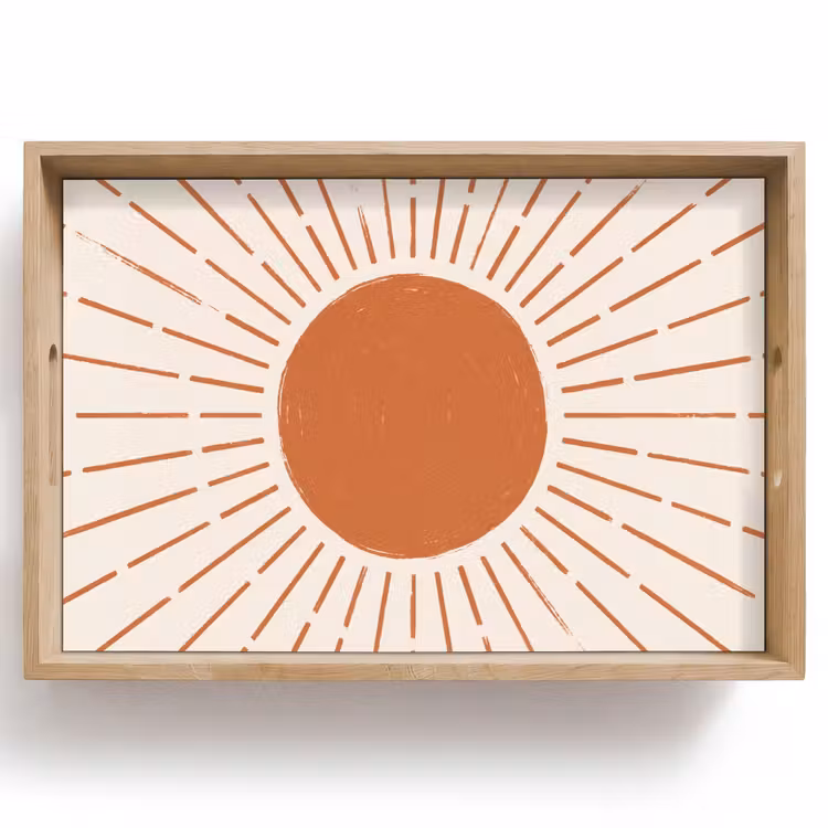 Tablett - Sonne – Strahlen – Abstrakt – Terrakotta – Modern — 1