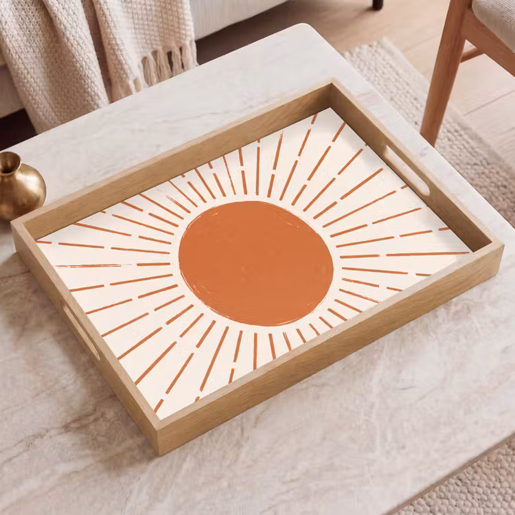 Tablett - Sonne – Strahlen – Abstrakt – Terrakotta – Modern — 2