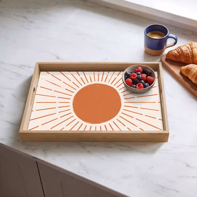 Tablett - Sonne – Strahlen – Abstrakt – Terrakotta – Modern — 4