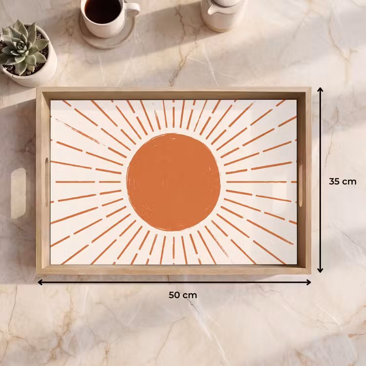 Tablett - Sonne – Strahlen – Abstrakt – Terrakotta – Modern — 9