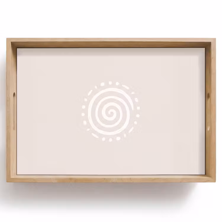 Tablett - Symbol – Spirale – Abstrakt – Minimalistisch – Beige — 1