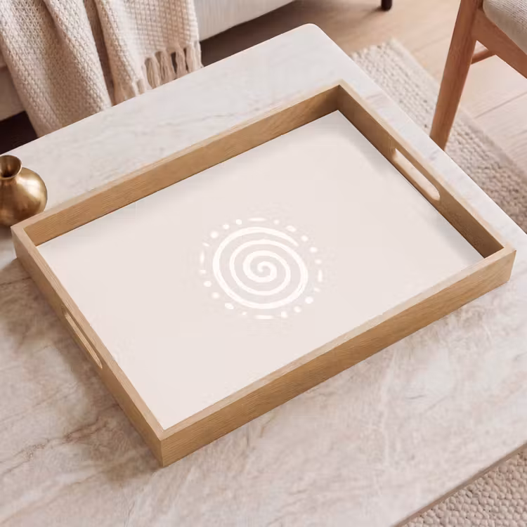 Tablett - Symbol – Spirale – Abstrakt – Minimalistisch – Beige — 2