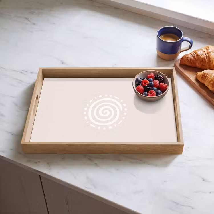 Tablett - Symbol – Spirale – Abstrakt – Minimalistisch – Beige — 4