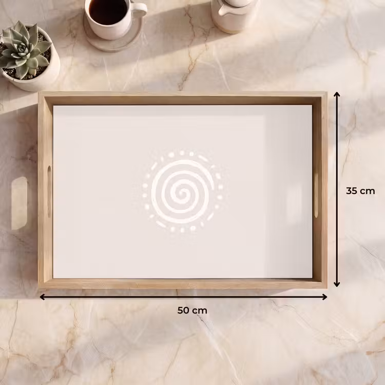 Tablett - Symbol – Spirale – Abstrakt – Minimalistisch – Beige — 9