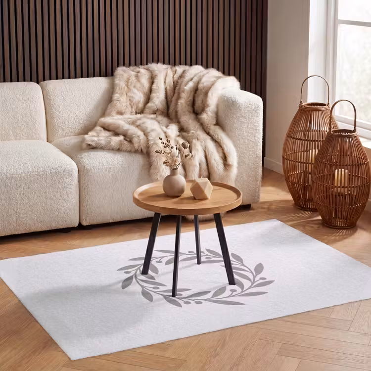 Teppich - Kranz – Blätter – Natur – Minimalistisch – Grau — 3