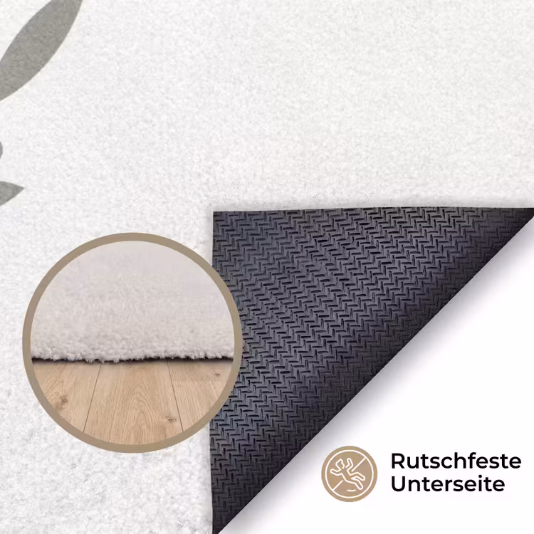 Teppich - Kranz – Blätter – Natur – Minimalistisch – Grau — 4