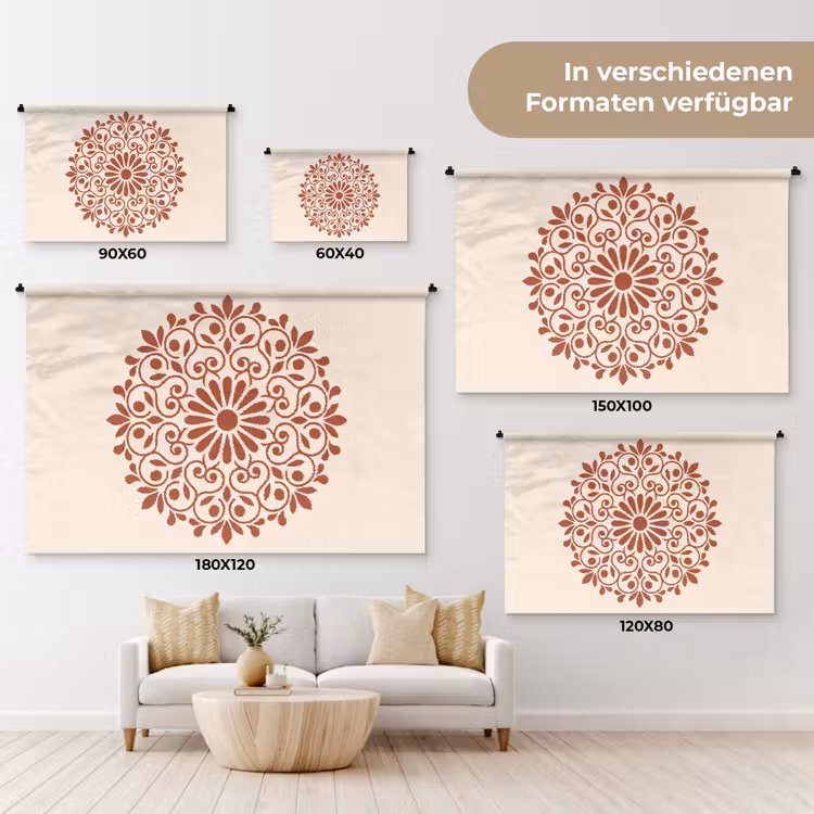 Wandteppich - Dekoration – Kreis – Symmetrisch – Modern – Rotbraun — 8