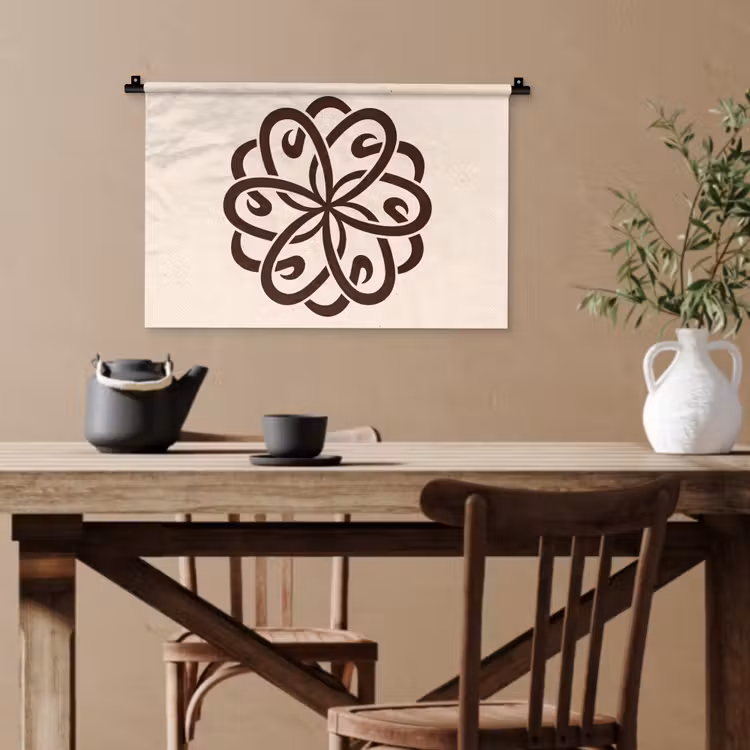 Wandteppich - Muster – Knopf – Abstrakt – Modern – Braun — 3