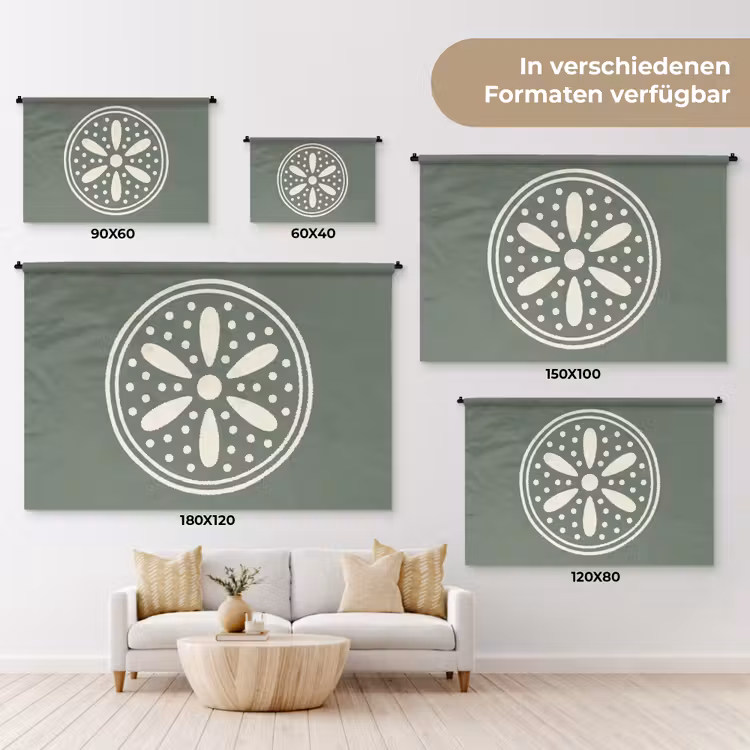 Wandteppich - Muster – Kreis – Abstrakt – Grün – Dekoration — 8