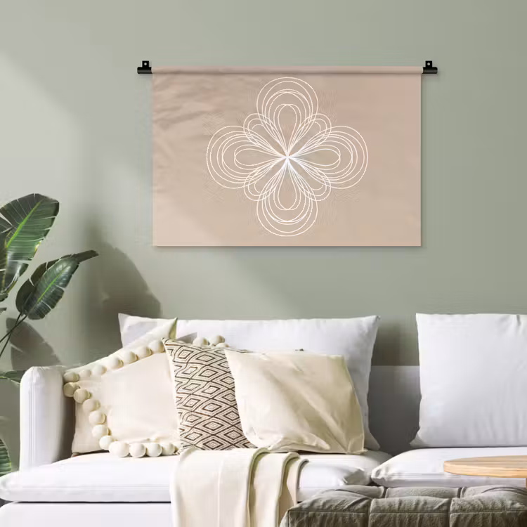 Wandteppich - Muster – Linien – Abstrakt – Minimalistisch – Beige — 4