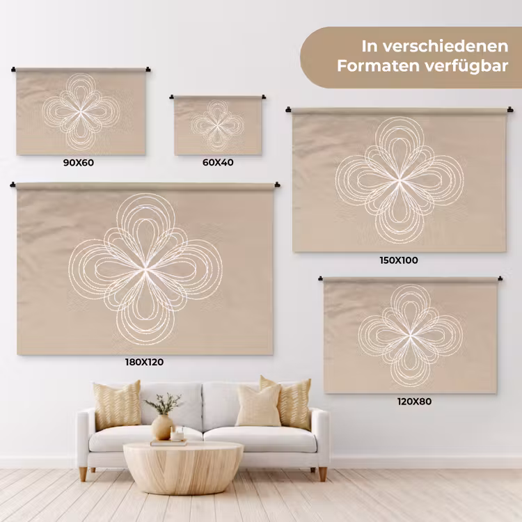 Wandteppich - Muster – Linien – Abstrakt – Minimalistisch – Beige — 8