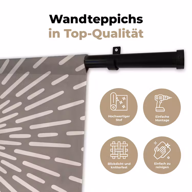 Wandteppich - Muster – Strahlen – Abstrakt – Modern – Grau — 7