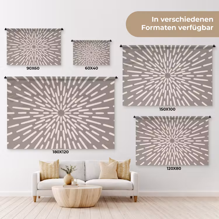 Wandteppich - Muster – Strahlen – Abstrakt – Modern – Grau — 8
