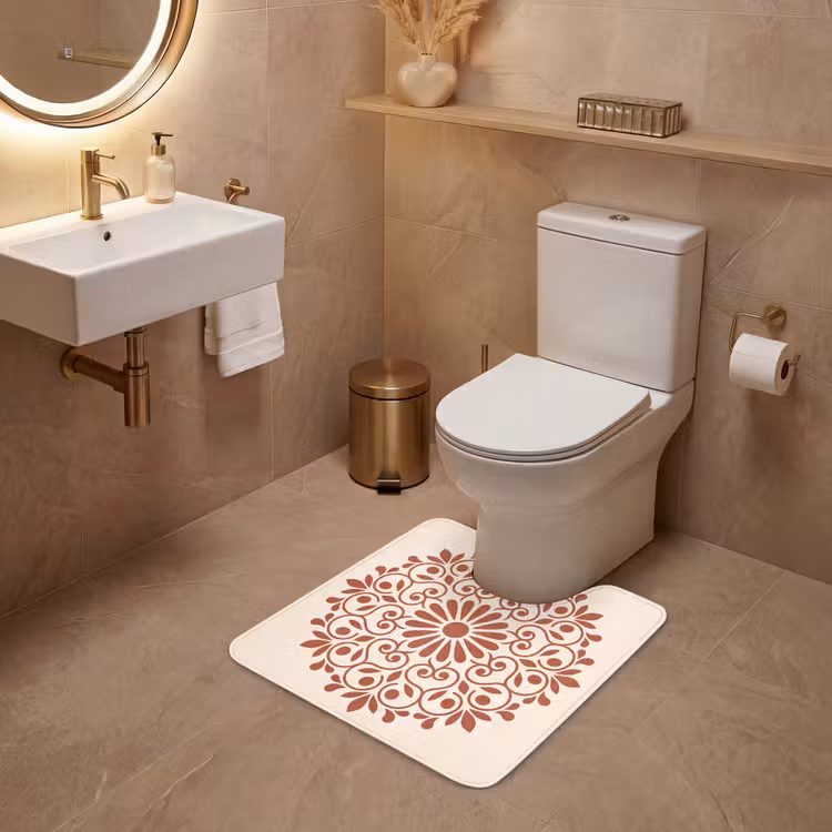 WC Vorleger - Dekoration – Kreis – Symmetrisch – Modern – Rotbraun — 4
