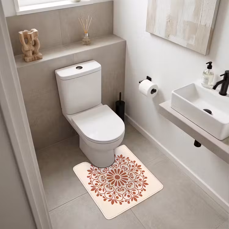 WC Vorleger - Dekoration – Kreis – Symmetrisch – Modern – Rotbraun — 6