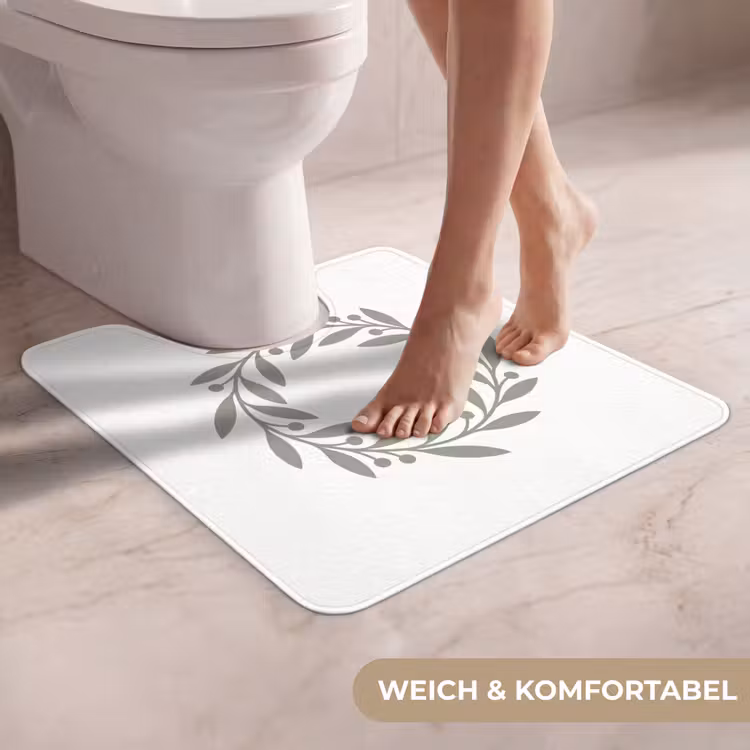 WC Vorleger - Kranz – Blätter – Natur – Minimalistisch – Grau — 5