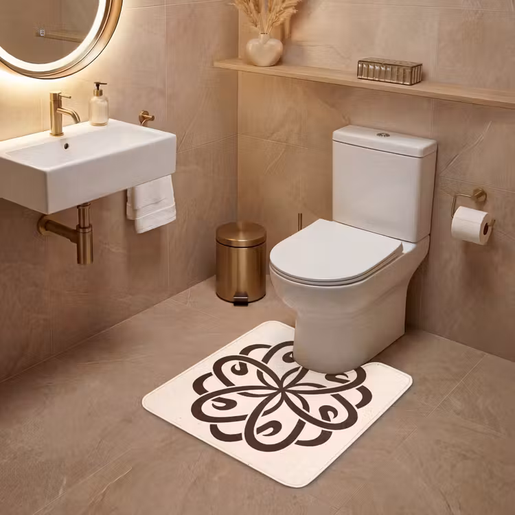 WC Vorleger - Muster – Knopf – Abstrakt – Modern – Braun — 4