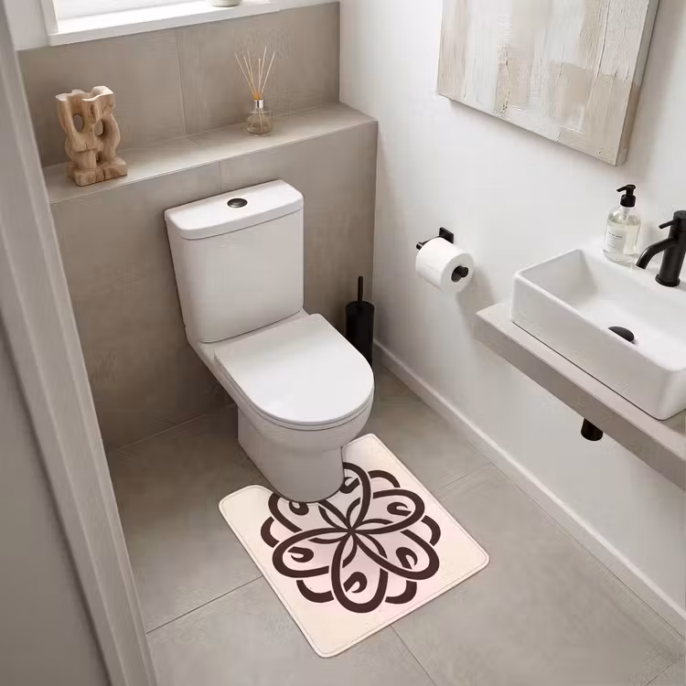 WC Vorleger - Muster – Knopf – Abstrakt – Modern – Braun — 6