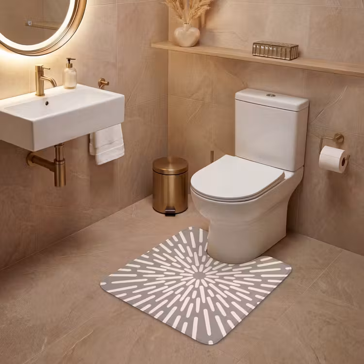 WC Vorleger - Muster – Strahlen – Abstrakt – Modern – Grau — 4