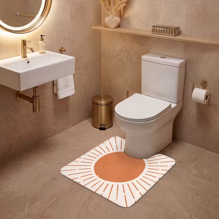 WC Vorleger - Sonne – Strahlen – Abstrakt – Terrakotta – Modern — 4