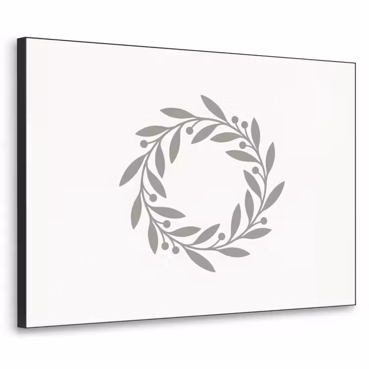 Art Frame - Kranz – Blätter – Natur – Minimalistisch – Grau — 1