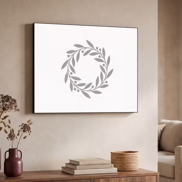 Art Frame - Kranz – Blätter – Natur – Minimalistisch – Grau — 3