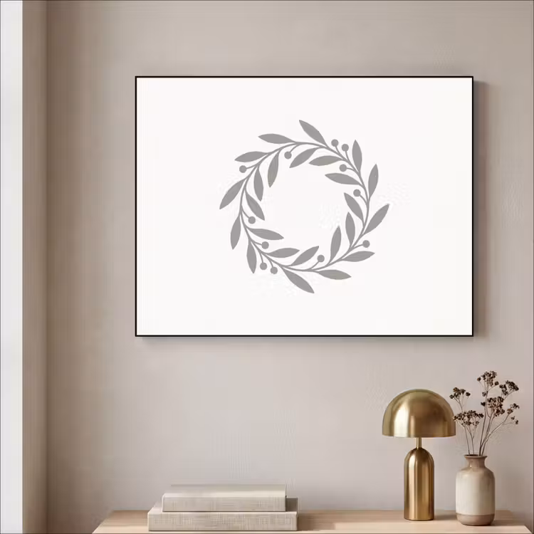 Art Frame - Kranz – Blätter – Natur – Minimalistisch – Grau — 4