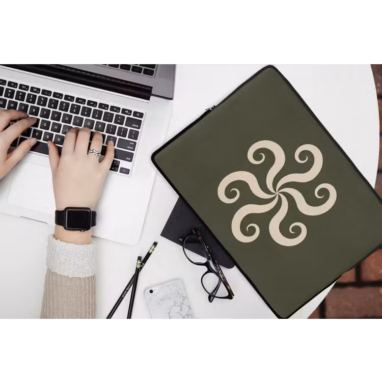Laptop hülle - Muster – Spirale – Abstrakt – Modern – Grün — 3
