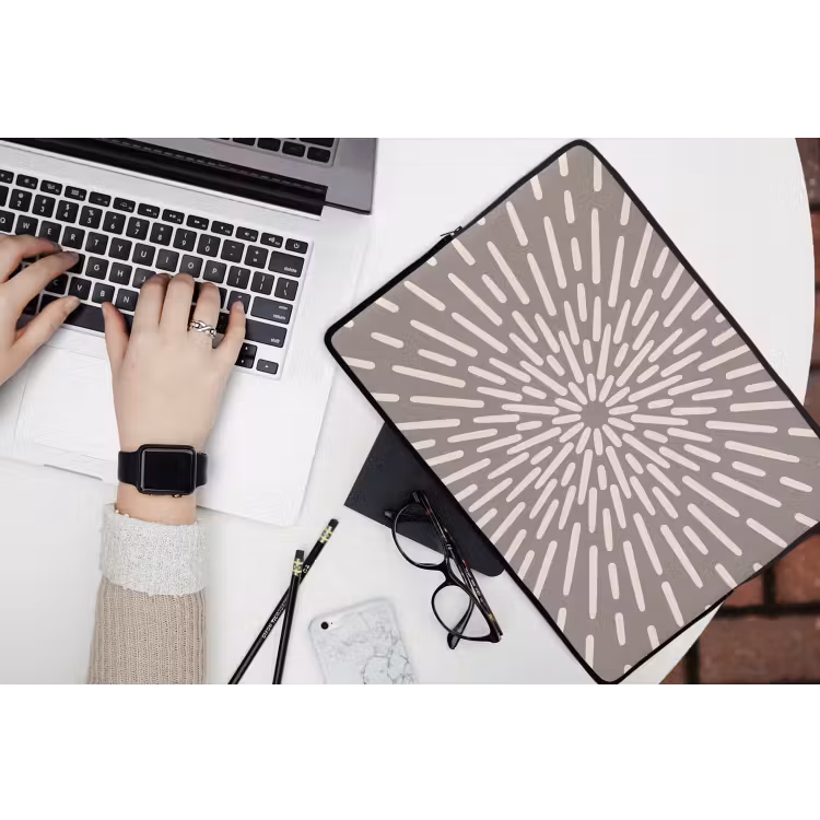 Laptop hülle - Muster – Strahlen – Abstrakt – Modern – Grau — 3