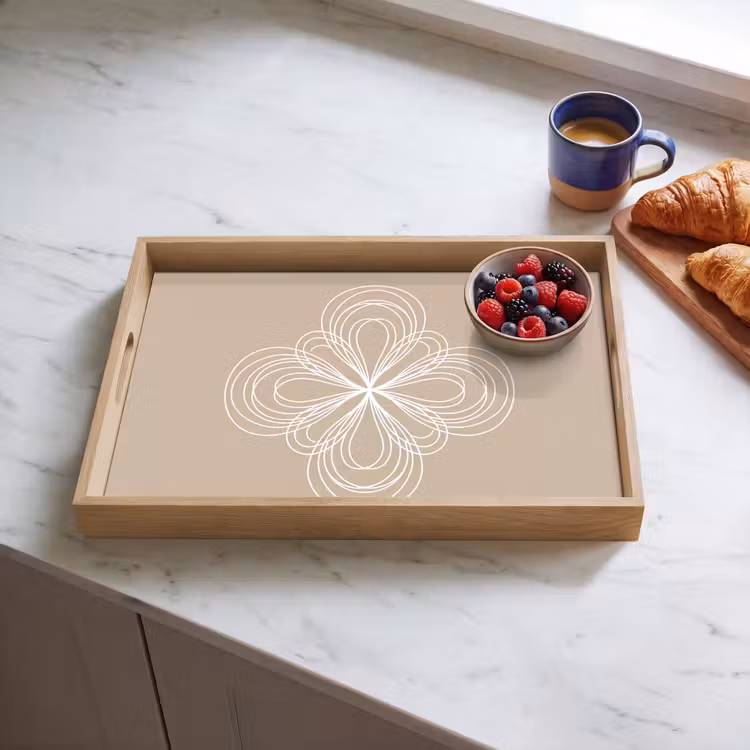 Tablett - Muster – Linien – Abstrakt – Minimalistisch – Beige — 4