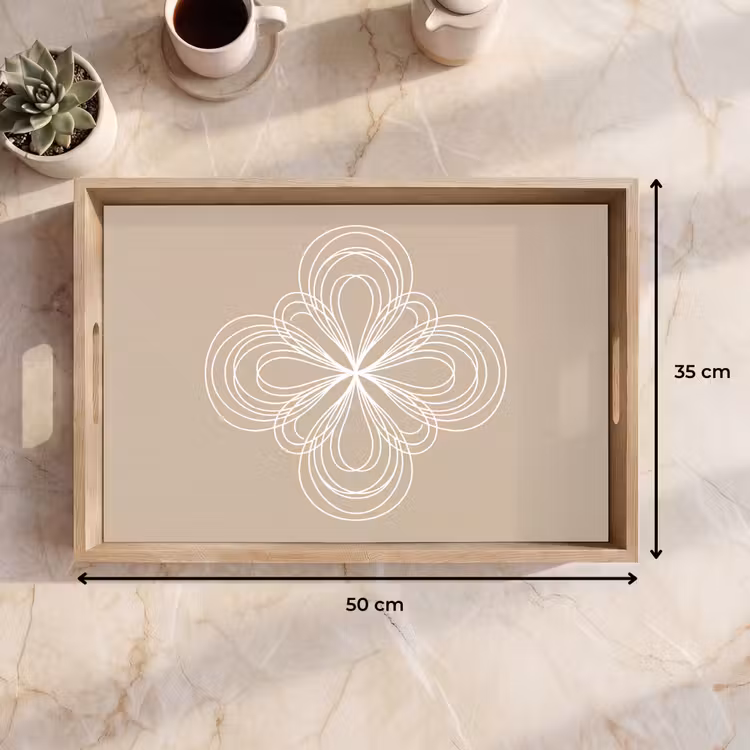 Tablett - Muster – Linien – Abstrakt – Minimalistisch – Beige — 9