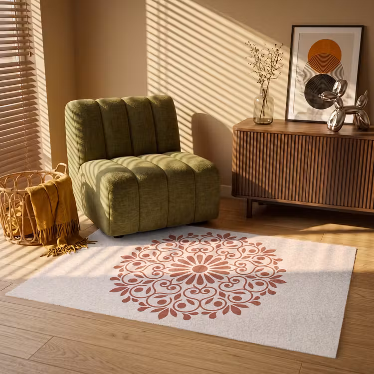 Teppich - Dekoration – Kreis – Symmetrisch – Modern – Rotbraun — 2