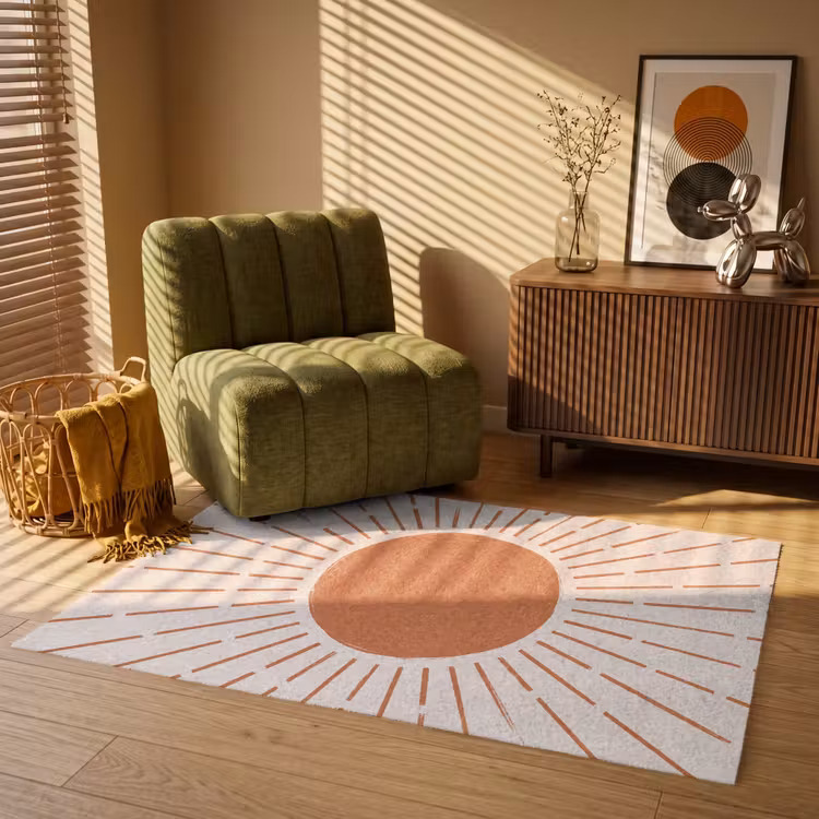 Teppich - Sonne – Strahlen – Abstrakt – Terrakotta – Modern — 2