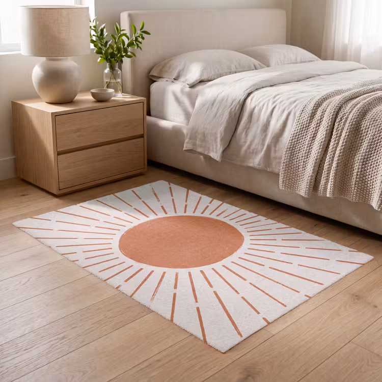 Teppich - Sonne – Strahlen – Abstrakt – Terrakotta – Modern — 5