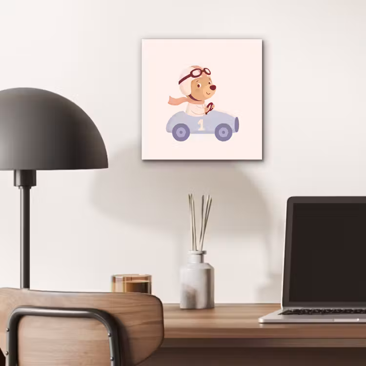 Alu-Dibond-Bild - Bär – Auto – Kinderzimmer – Cartoon – Verspielt — 6