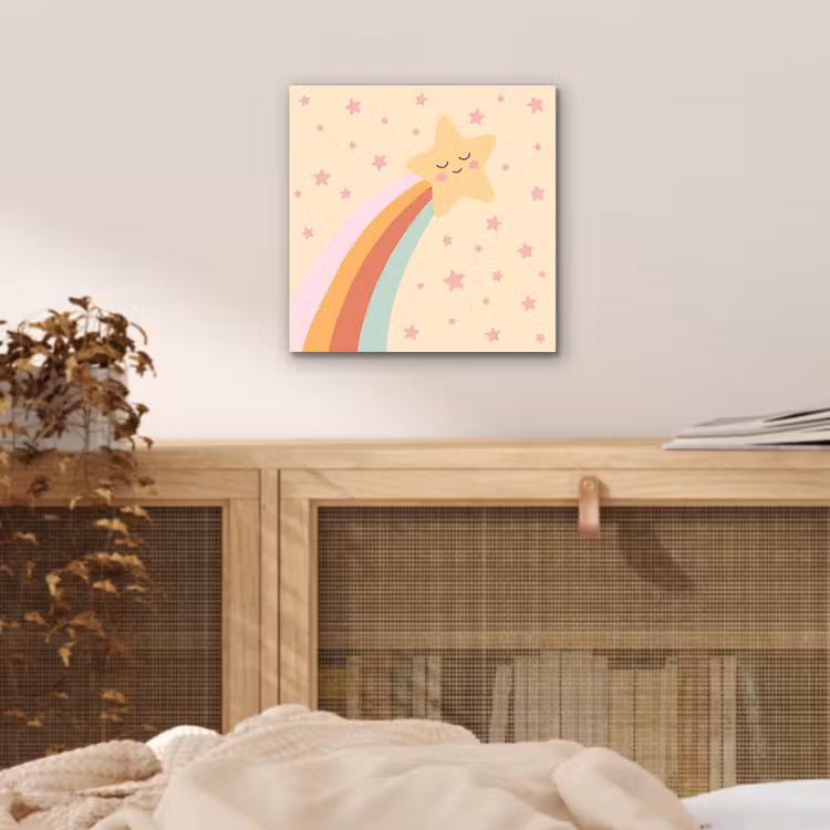 Alu-Dibond-Bild - Stern – Regenbogen – Nacht – Illustration – Pastell — 4